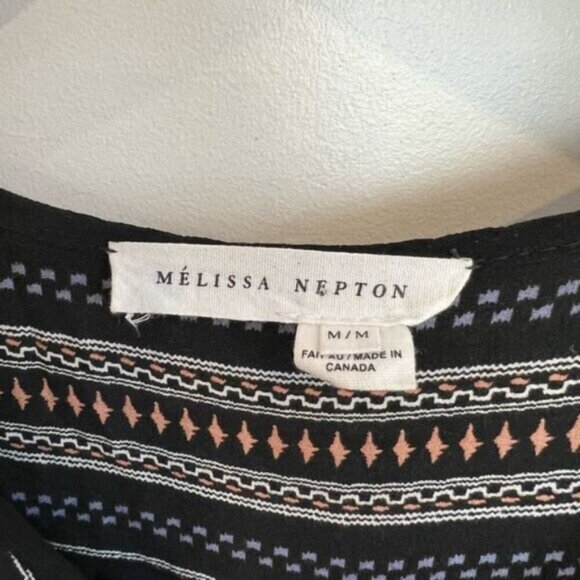 Melissa Nepton Women’s Medium Black Roxy Hi Low Short Dress Tie Short Sleeve - Picture 8 of 16